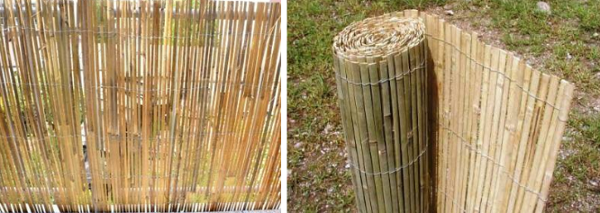 štípaný bambus jako stínění na plot